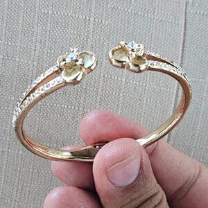 Anne Klein Women Bracelet Gold Tone Wrist Band Crystal Accent NWOT